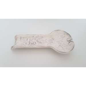 Kerámia kanálalátét virágmintával, kézzel festett, fehér, 12,5x25x3cm - Konyha & Étkezés