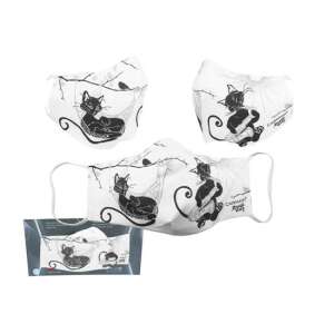 Fekete macska a hálóban arcmaszk, fehér háttér, poliészter, nem orvosi - Szépség & Egészség