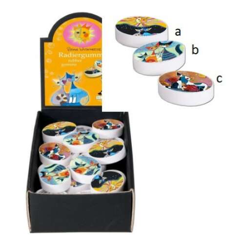 Rosina Wachtmeister ovális radír macskákkal és nap mintával