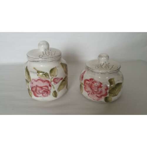 Virágos Bordó Kerámia Méztartó - 5dl