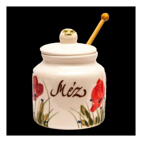 Virágos Méztartó - Pipacs - Kerámia - 7,5 dl