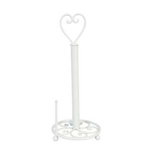 Fehér fém papírtörlőtartó szív alakú tetejével, CLEEF.W40361W - Tárolás & Rendszerezés