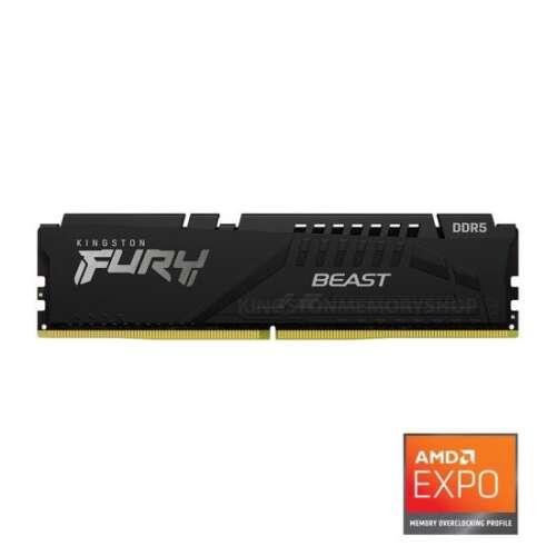 Kingston Fury Beast 8GB DDR5 5600MHz RAM, fekete hűtőborda, AMD EXPO