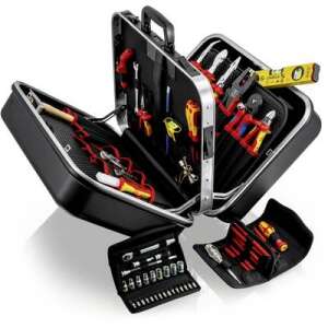 Knipex 00 21 42 Szerszámos hordtáska, nyitva, szerszámokkal és rekeszekkel - Knipex