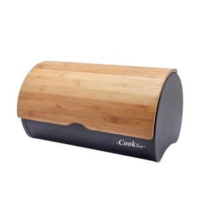 Black enamel bread bin with bamboo lid, Cookline brand - Food storage