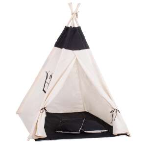 Sersimo Teepee Tent for Kids, Black and White, with Window, Thick Mat and 2 Pillows - Teepee