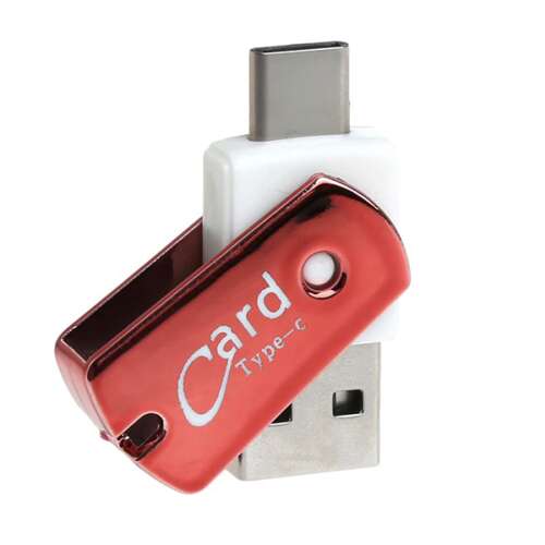 Piros Micro SD kártyaolvasó USB Type C csatlakozóval - Kártyaolvasó
