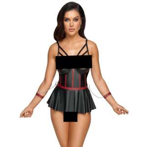 Schwarz-rotes Bondage-Set mit Handgelenksfesseln, Cottelli - Cottelli