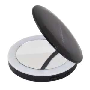 Esperanza Mirror EMP121K power bank with mirror open, showing USB port, 3000 mAh, black - External Battery & Power Bank