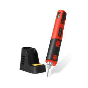 Cordless soldering station with stand and cleaning sponge, red and black, for electronic use - Fahrenheit