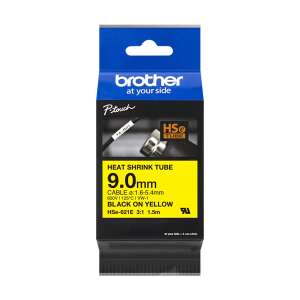 Brother HSE-621E P-Touch tape 9mm Black on Yellow - 1,5m