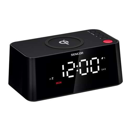 Sencor SDC 7600 QI ébresztőóra vezeték nélküli töltéssel, fekete