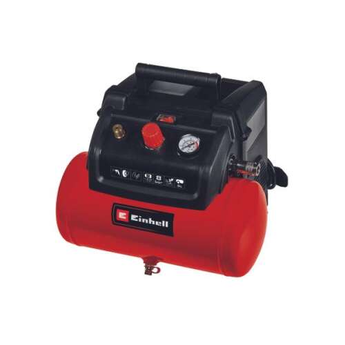 Einhell TC-AC 190/6/8 OF kompresszor, piros és fekete, 6 literes tartállyal, 8 bar nyomással