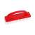 Red plastic scrubbing brush with white bristles