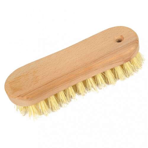 Wooden scrubbing brush with natural bristles