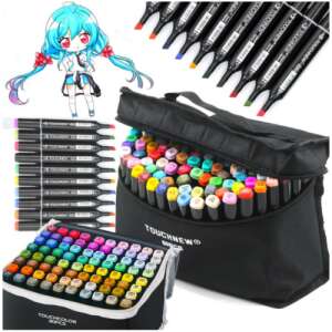 Touchnew 80 Colors Dual Tip Alcohol Markers Set with Case, perfect for drawing, sketching, coloring, and manga art - Permanent marker