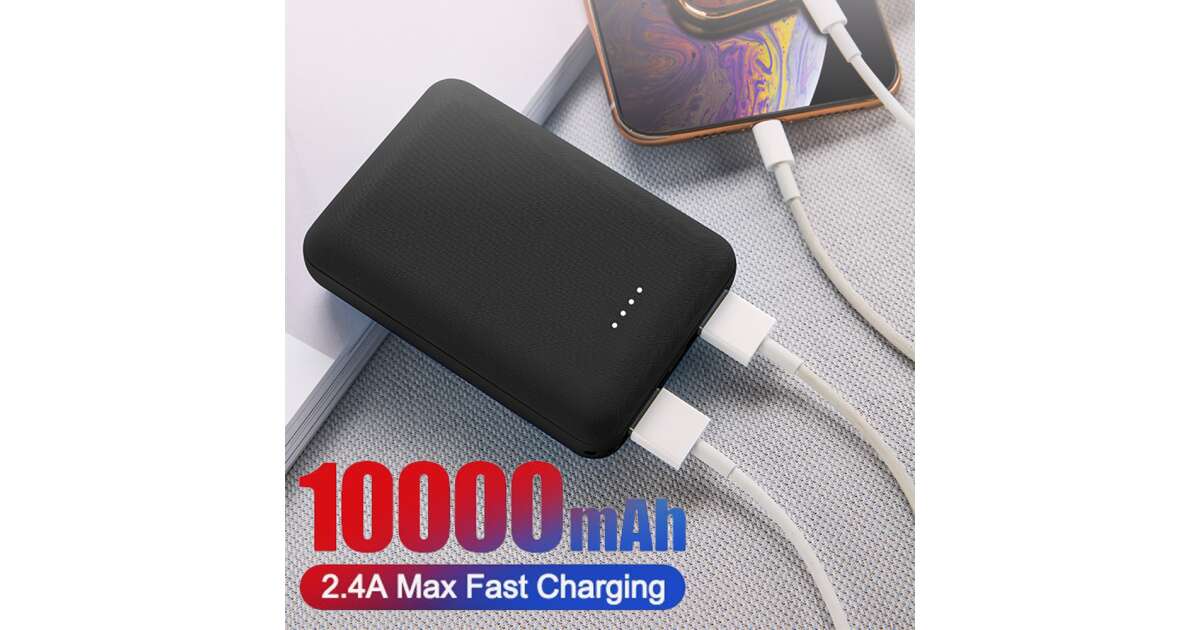 Dollcini, Power Bank, Kifejezetten fűtött ruhákhoz powerbank, külső akkumulátor, 2 x USB, 1 x Type C, 10.000 mAh, fekete 81321552