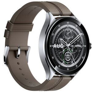 Xiaomi Watch 2 Pro Silver Brown Smartwatch, angled view - Computers and Accessory