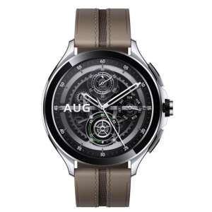 Xiaomi Watch 2 Pro smartwatch with brown leather strap, front view - Smartwatch