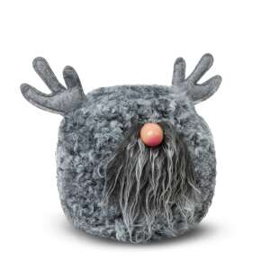 Gray Scandinavian Christmas gnome doorstop with reindeer antlers - Nonbrand Christmas Decoration