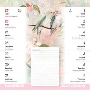 TOPTIMER Vintage 2024 magnetischer zweiwöchiger Planerkalender mit Vogel- und Blumendesign - TOPTIMER