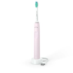 Розова електрическа четка за зъби Philips Sonicare 2100 Series на база за зареждане - Душ за уста и Електрическа четка за зъби