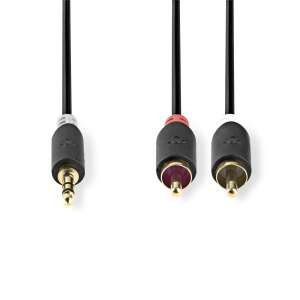 Nedis 3.5 mm-es 2 RCA sztereó audiokábel, 2 méter, aranyozott csatlakozókkal - RCA kábel