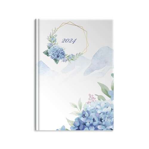 TOPTIMER "Joy 3D" 2024-es tervező naptár kék hortenzia mintával