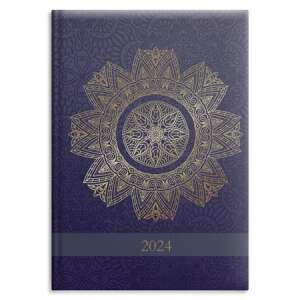 TOPTIMER, Joy mandala tervező naptár 2024, lila borító arany mandalával - TOPTIMER