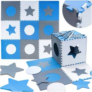 Habszivacs puzzle szőnyeg 180x180cm 9db #szürke-kék 81430396 Szivacs puzzle - 9 db