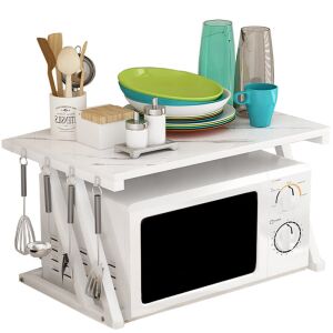 Quasar & Co. Microwave Shelf with Microwave and Kitchenware - Kitchen storage rack