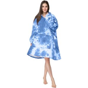 Quasar & Co. blue tie-dye hooded blanket for adults, oversized wearable blanket - Blanket