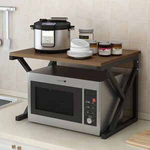 Quasar & Co. Microwave Oven Shelf with microwave, pressure cooker, and jars - Kitchen storage rack