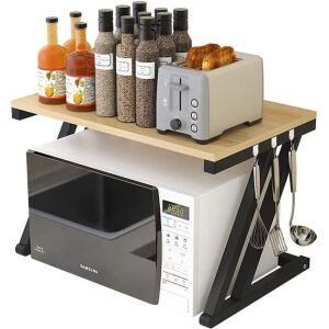 Quasar & Co. Kitchen Microwave Rack with Storage and Hanging Hooks - Kitchen storage rack
