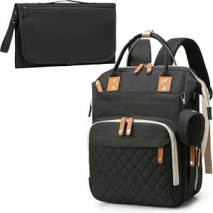 Táska/hátizsák és pelenkázószőnyeg készlet, Quasar &; Co.®, USB porttal és 14 rekesszel, textil, 40 x 30 x 14 cm, fekete 81442380 Pelenkázó táskák