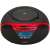 Aiwa BBTU-400RD przenośne radio CD z Bluetooth, wejściem USB, zegarem i budzikiem, czerwone i czarne, widok z góry