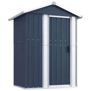 Anthracite grey galvanized steel garden shed, 126x97.5x177 cm - Garden storage crate