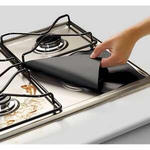 Set of 4 black stovetop protectors, heat resistant, easy to clean, protect your stovetop from spills and scratches - Kitchen Utensils & Gadget