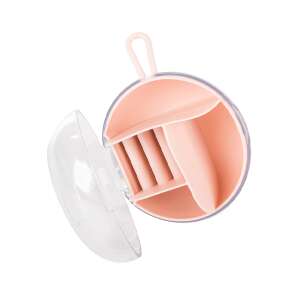 Pink round jewelry box with compartments and a hook, 9x6 cm - Jewelry Box