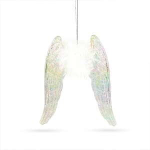 Irizierender Akryl-Engel Flügel Weihnachtsbaumschmuck, 15 x 12,5 x 1,5 cm - Saisonale Dekoration