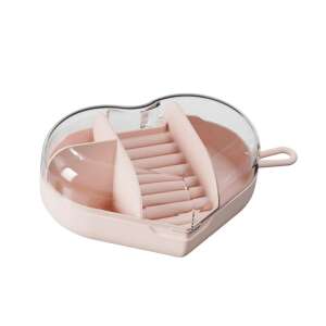 Ružová srdcová prenosná šperkovnica s háčikom na zavesenie, 12x9x5 cm - Šperkovnice