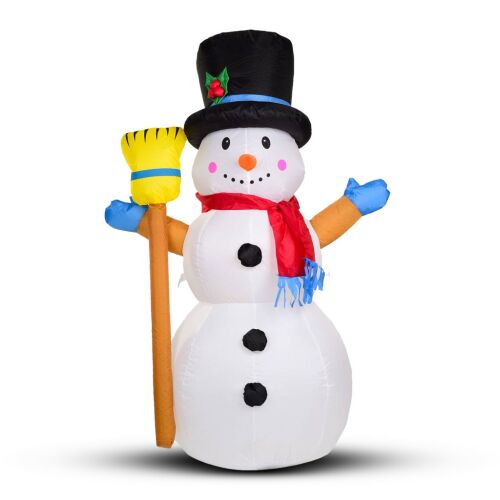 Felfújható Hóember 120cm felfújható karácsonyi hóember dekoráció RGB LED világítással fehér háttérrel
