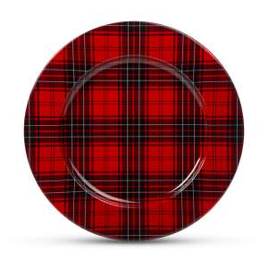 Red and black plaid charger plate, 33 cm - Tray