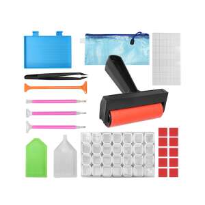 Diamond painting accessory kit, 22 pieces, includes trays, pens, roller, tweezers, and more - Art & Craft