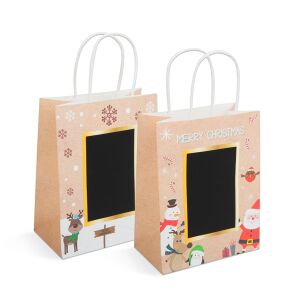 Gift Bag - Paper, "Kraft" - 178 x 102 x 228 mm - 2 types / pack - 12 pcs / pack 138495858 - Art & Craft