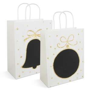 Set de 12 pungi cadou din hârtie Kraft cu modele de Crăciun, 265 x 127 x 330 mm - Ambalaje cadouri