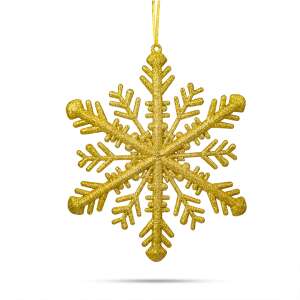 Gold glitter snowflake Christmas tree ornament, 29 x 29 x 1 cm - Christmas