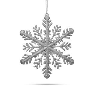 Silver glitter snowflake Christmas tree ornament, 29 x 29 x 1 cm - Christmas