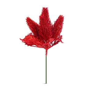 Red glitter Christmas pick, bendable, 8 x 22 cm - Nonbrand Christmas Decoration