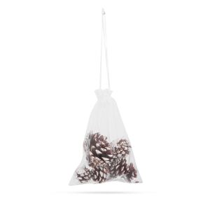 Christmas decoration: pine cones in a sheer organza bag - Christmas